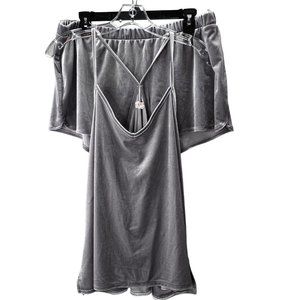 Madewell Velvet Pajama Set size XL Gray 2 Piece Shorts Tank K6209
